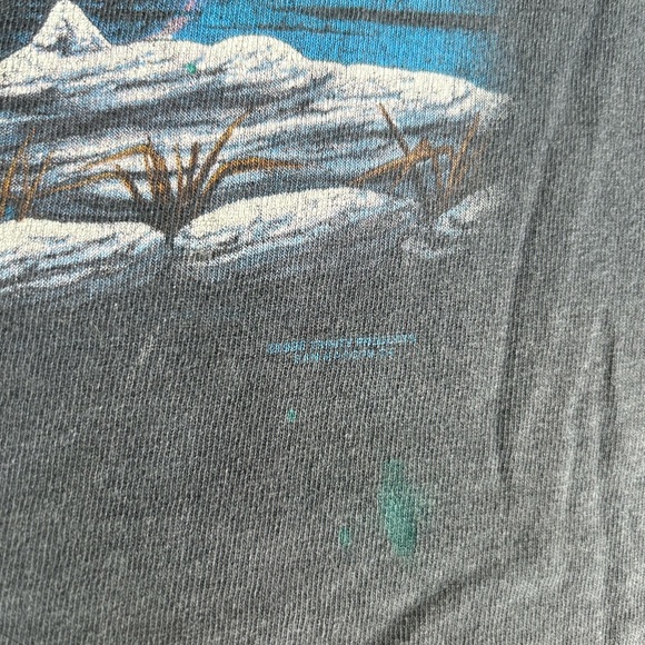 VTG 90s Wildlife Wolf Graphic Print T-shirt Men’s XL Gray Black Single Stitch - Picture 3 of 14